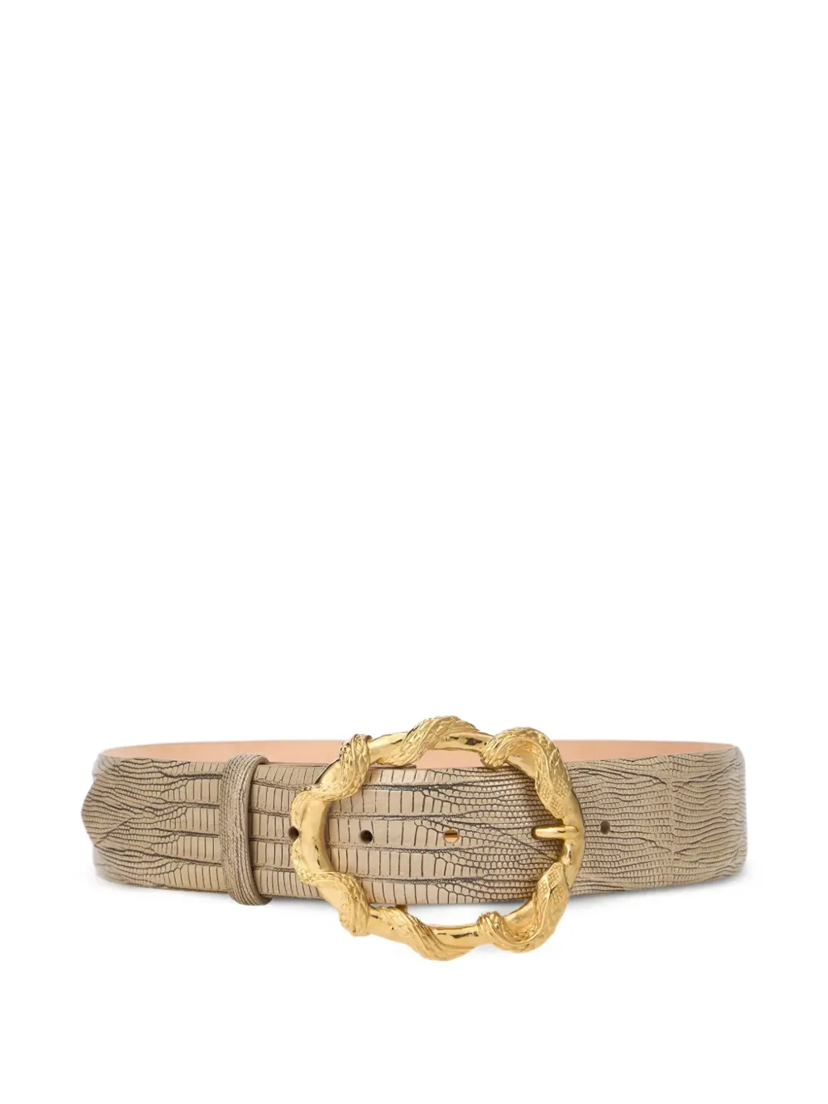 Roberto Cavalli コブラ柄スネークバックルベルト - Neutrals - 画像1