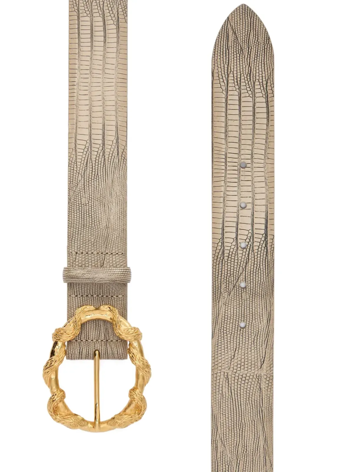 Roberto Cavalli コブラ柄スネークバックルベルト - Neutrals - 画像3