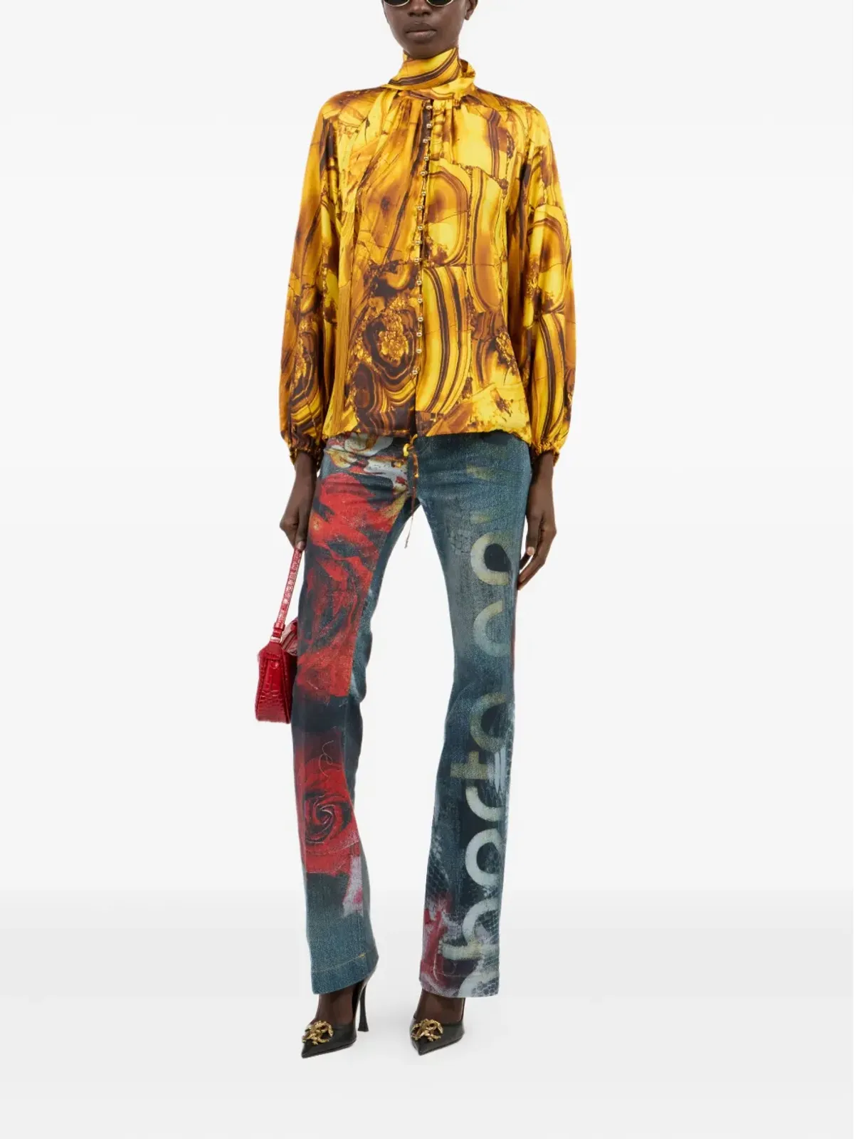 Roberto Cavalli スカーフディテール ブラウス - Yellow - 画像2