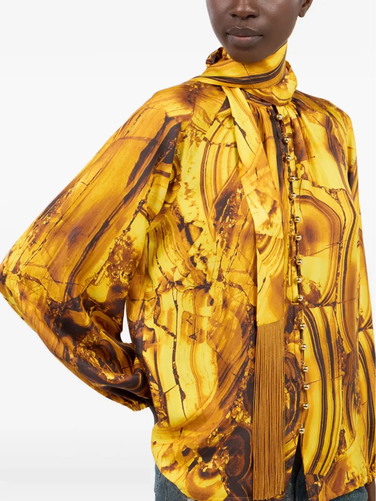 Roberto Cavalli スカーフディテール ブラウス - Yellow - 画像3