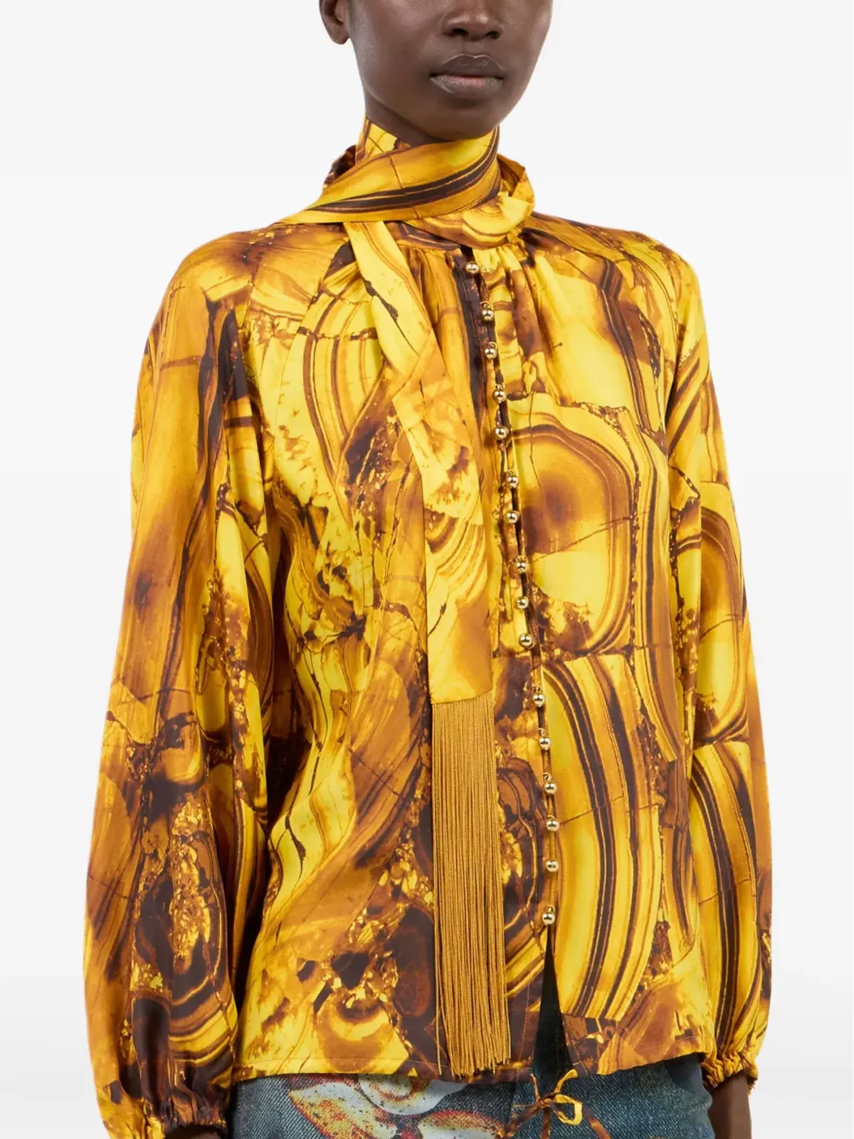 Roberto Cavalli スカーフディテール ブラウス - Yellow - 画像4