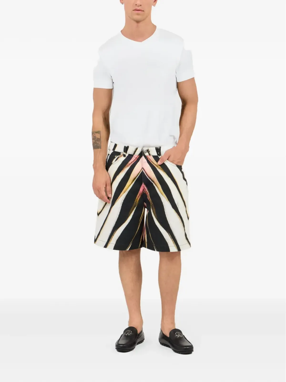 Roberto Cavalli ゼブラ柄デニムショーツ - 画像2