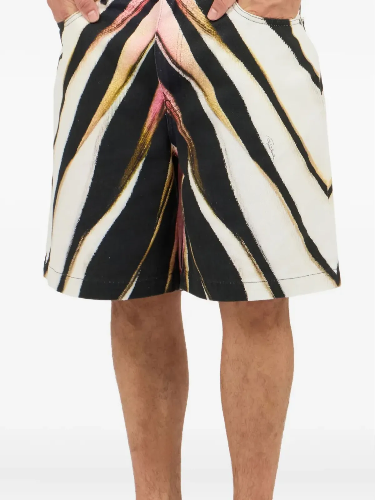 Roberto Cavalli ゼブラ柄デニムショーツ - 画像4