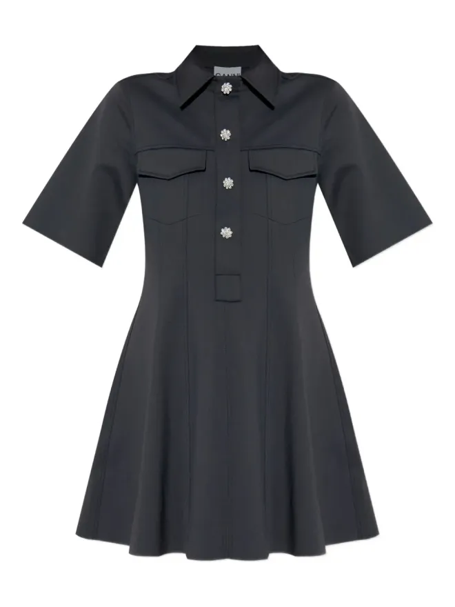 Ganni GANNI エンベリッシュド ショートスリーブ ミニ デイ ドレスの商品画像