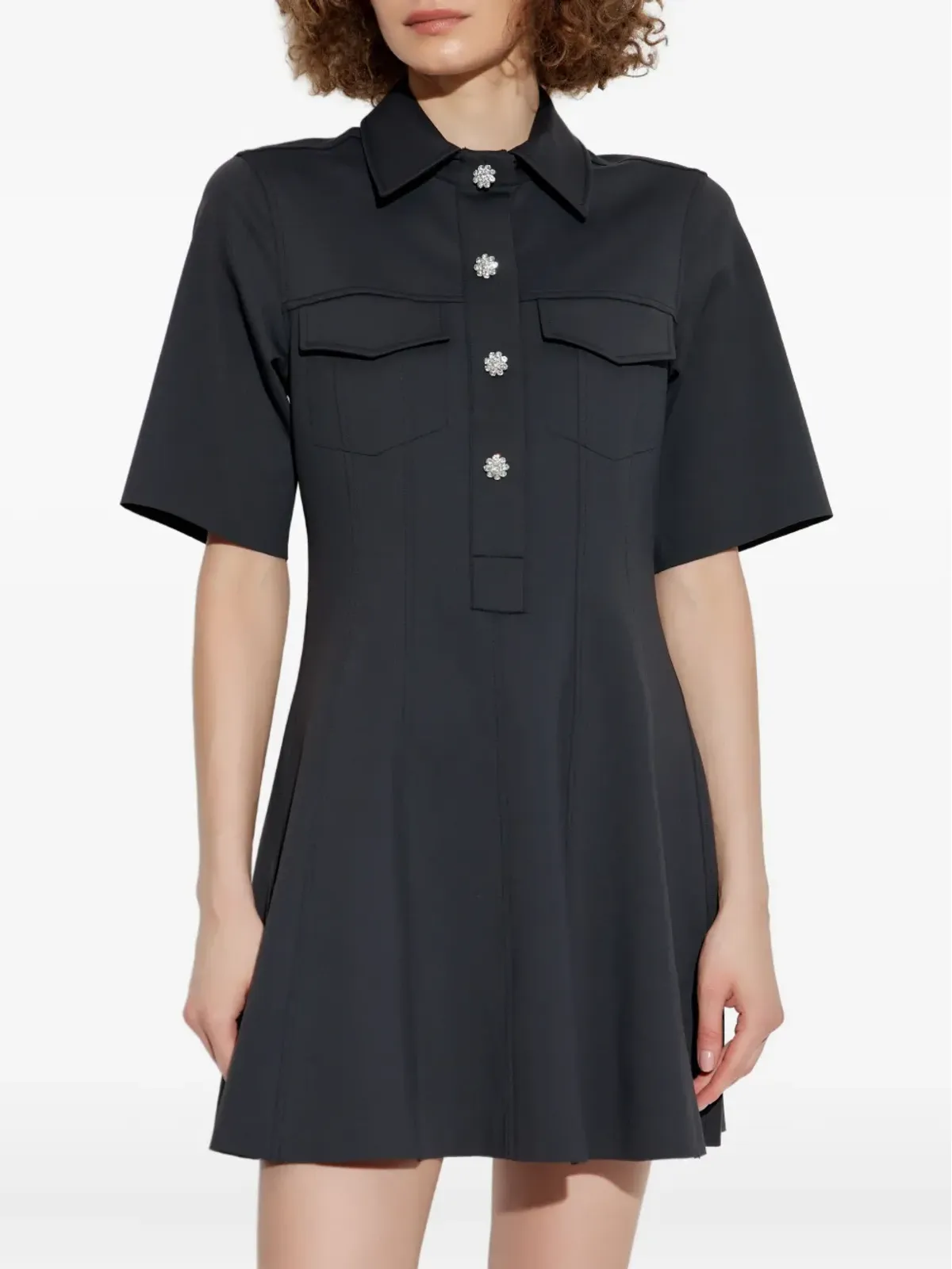 GANNI エンベリッシュド ショートスリーブ ミニ デイ ドレス - 画像3