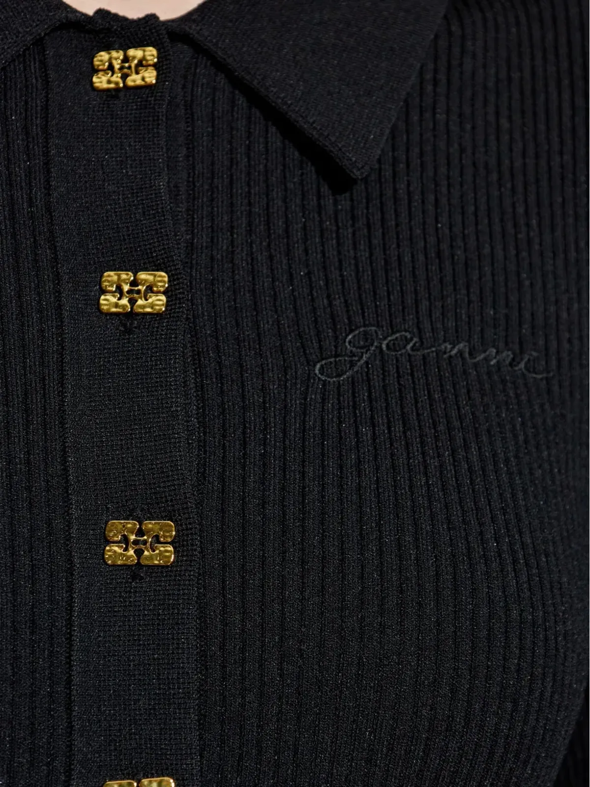 GANNI リブ編みフリルスカート付きミニドレス - 画像5