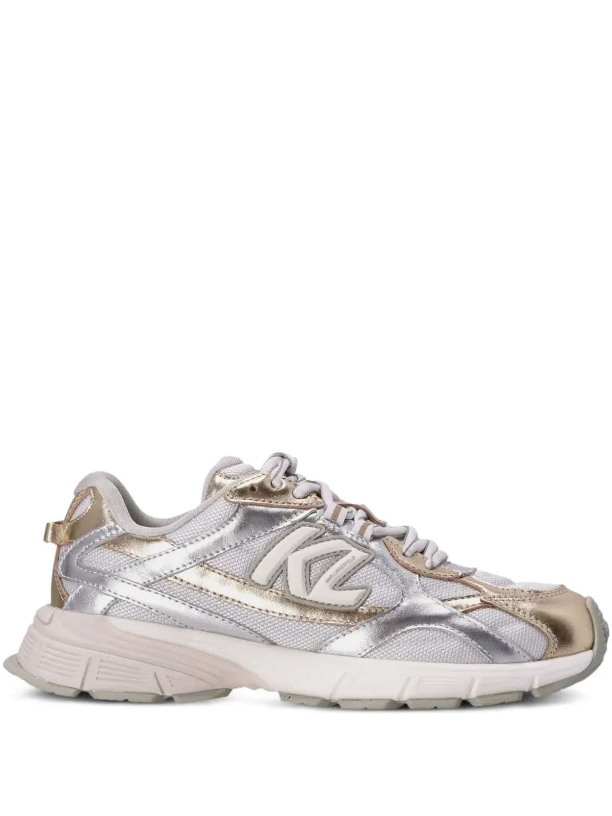 Karl Lagerfeld Orion metallic-effect panelled low-top sneakers - Silver - 画像1