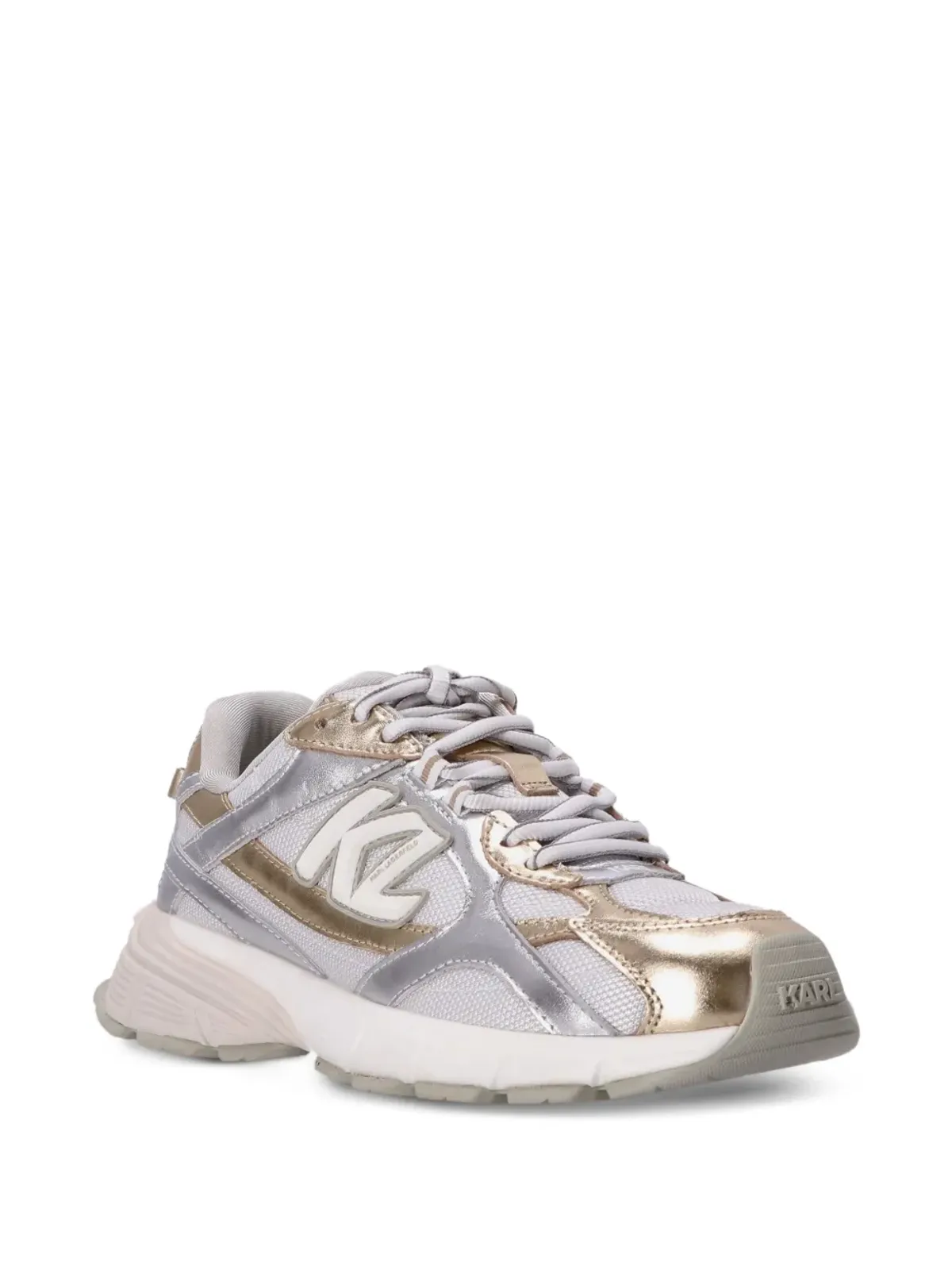 Karl Lagerfeld Orion metallic-effect panelled low-top sneakers - Silver - 画像2