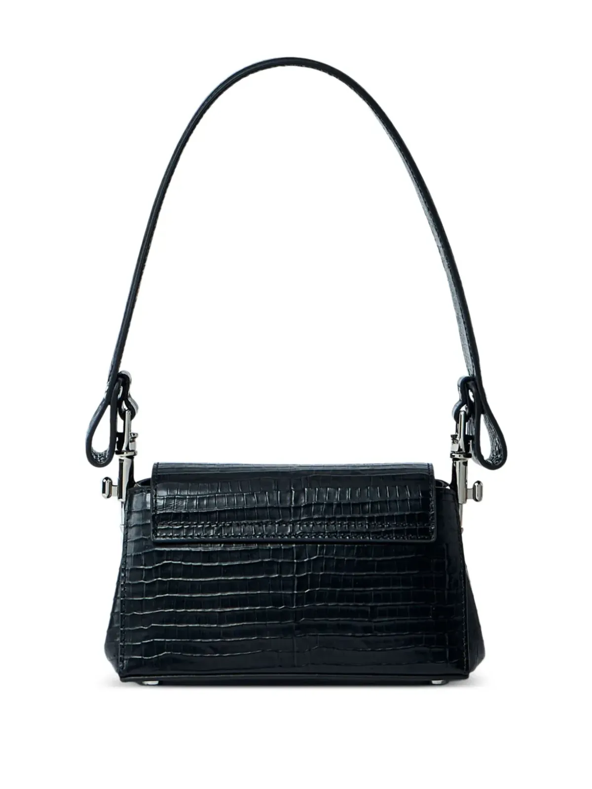 Vivienne Westwood ヘイゼル クロコダイル型押しフラップショルダーバッグ ブラック - 画像2
