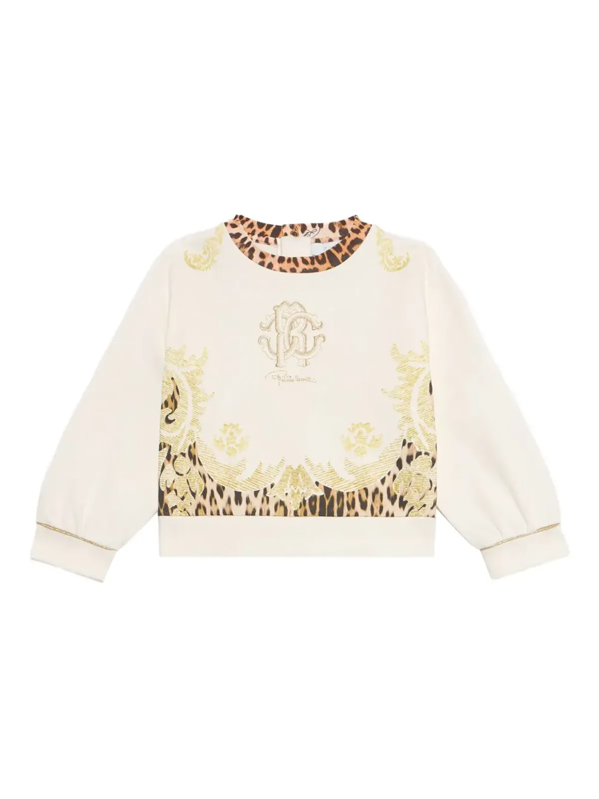 Roberto Cavalli Junior ジャガー柄ロゴ入りフード付きスウェットシャツ - 画像1