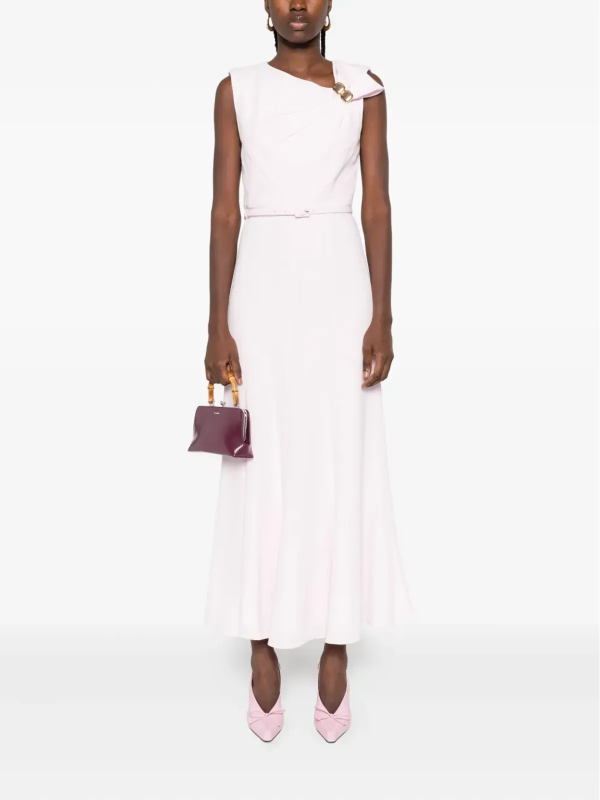 Roland Mouret ノットディテール ベルト付き ミディドレス ピンク - 画像2