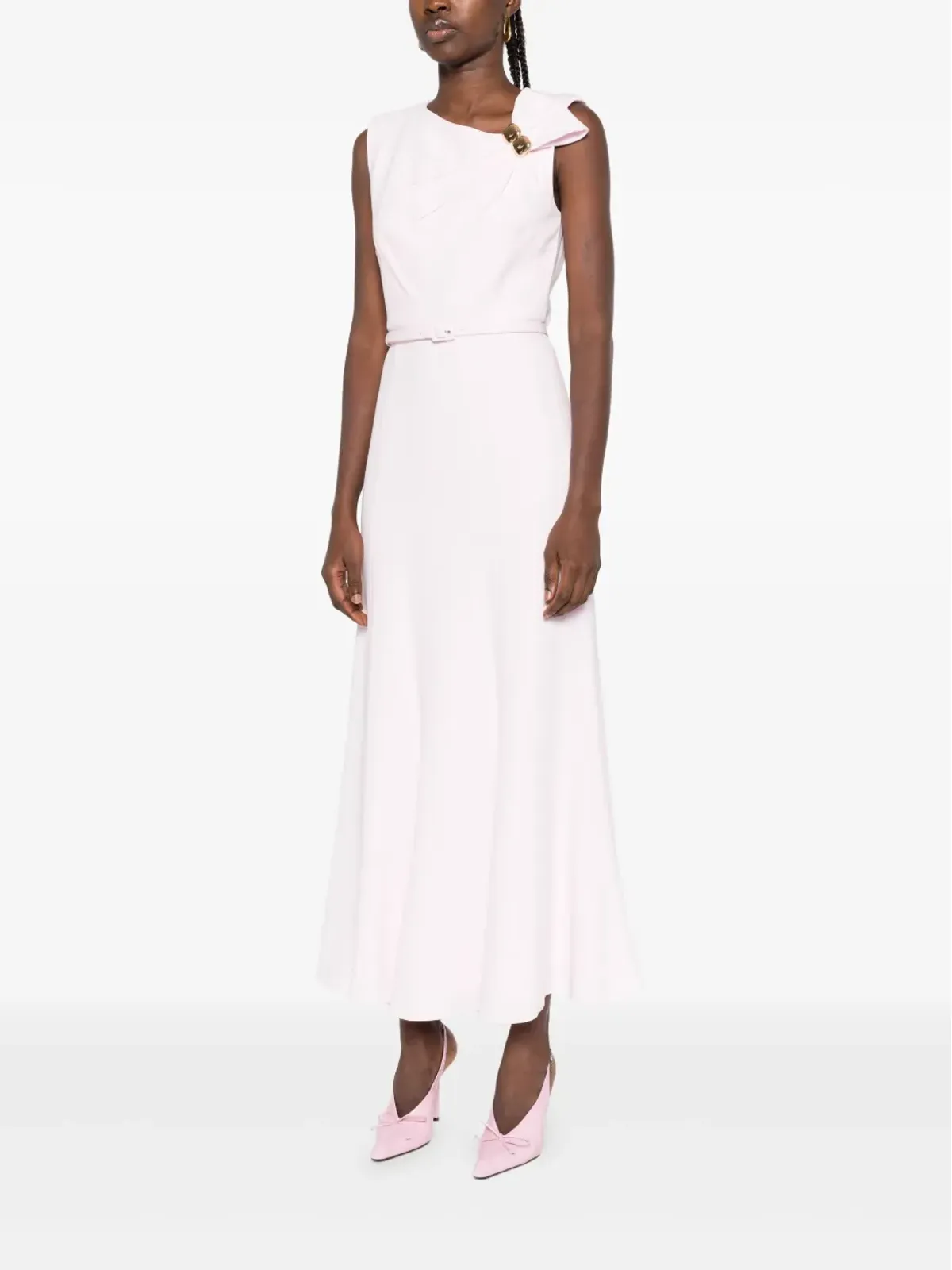 Roland Mouret ノットディテール ベルト付き ミディドレス ピンク - 画像3
