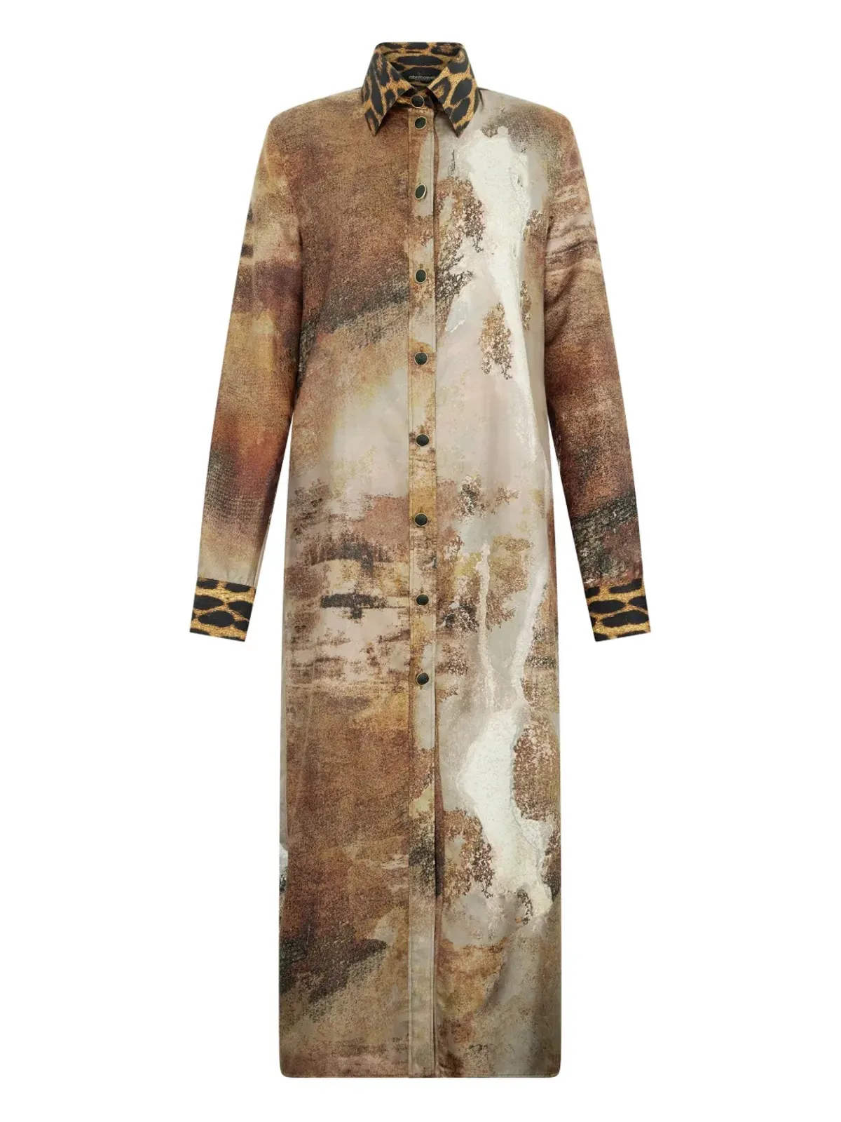 Roberto Cavalli マーブルプリント シャツドレス - 画像1