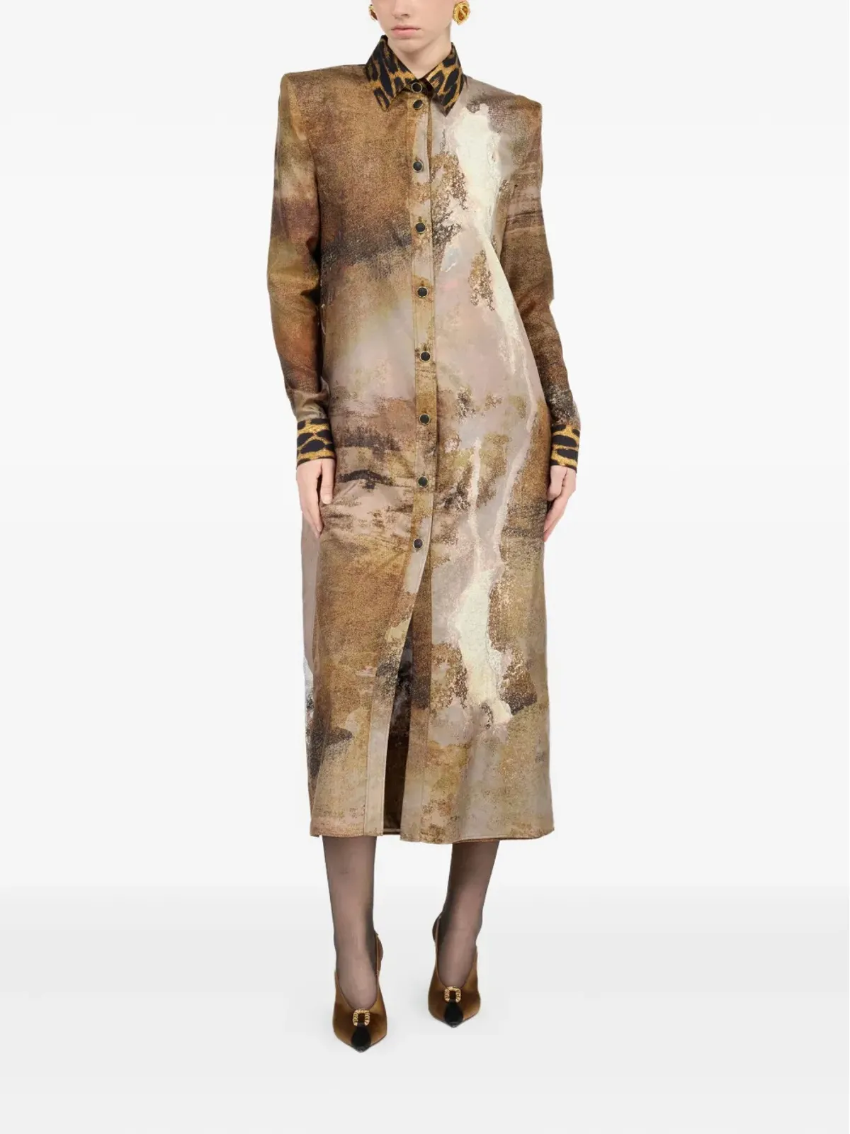 Roberto Cavalli マーブルプリント シャツドレス - 画像2