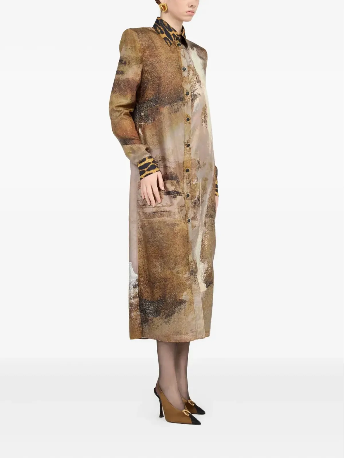 Roberto Cavalli マーブルプリント シャツドレス - 画像3