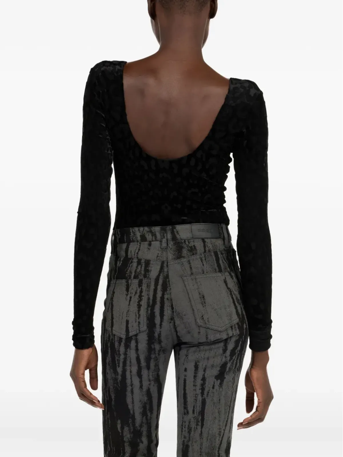 Roberto Cavalli ジャガー柄ベルベットボディスーツ - 画像4