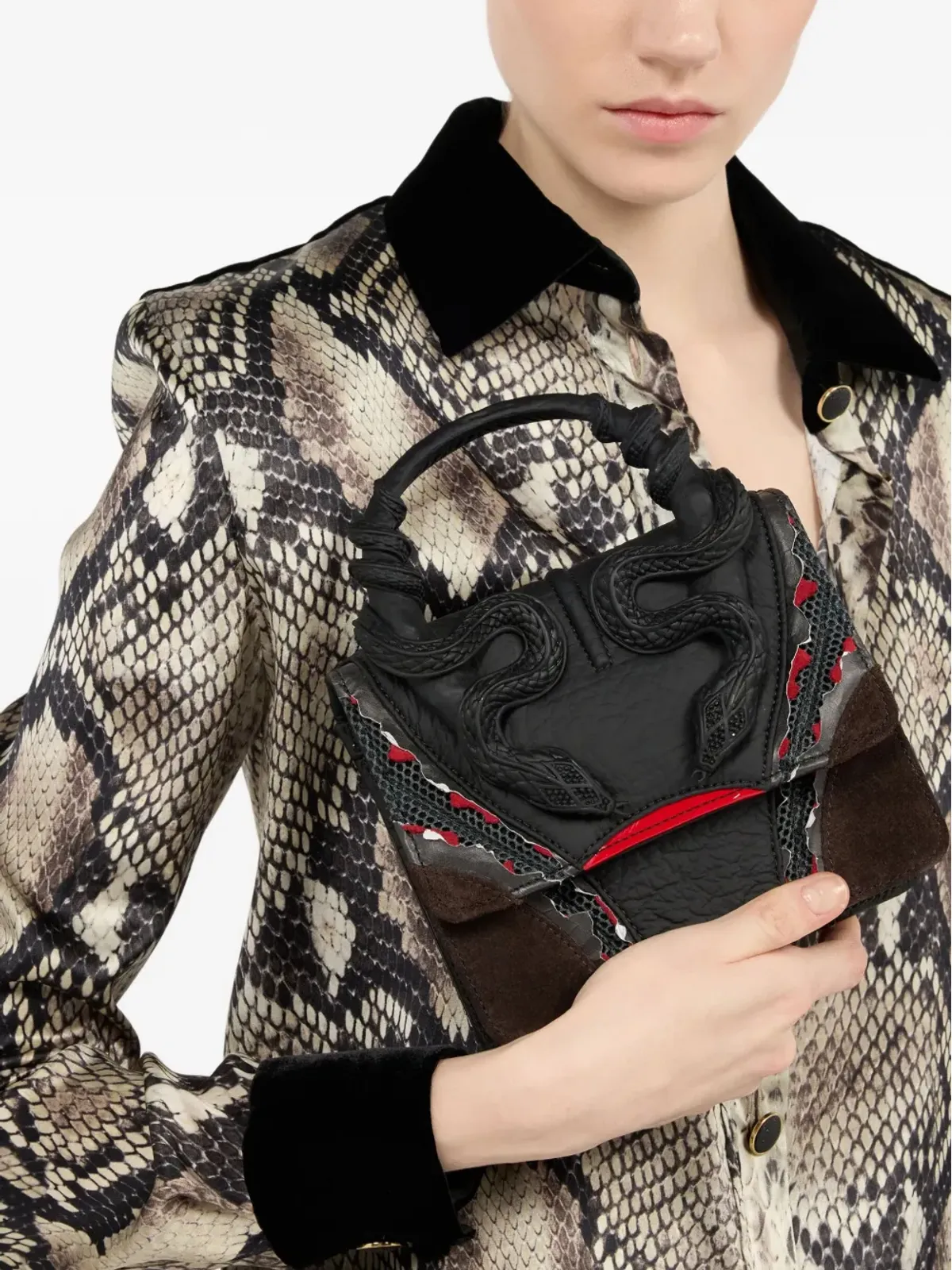 Roberto Cavalli 蛇柄チェーンショルダーバッグ - 画像2