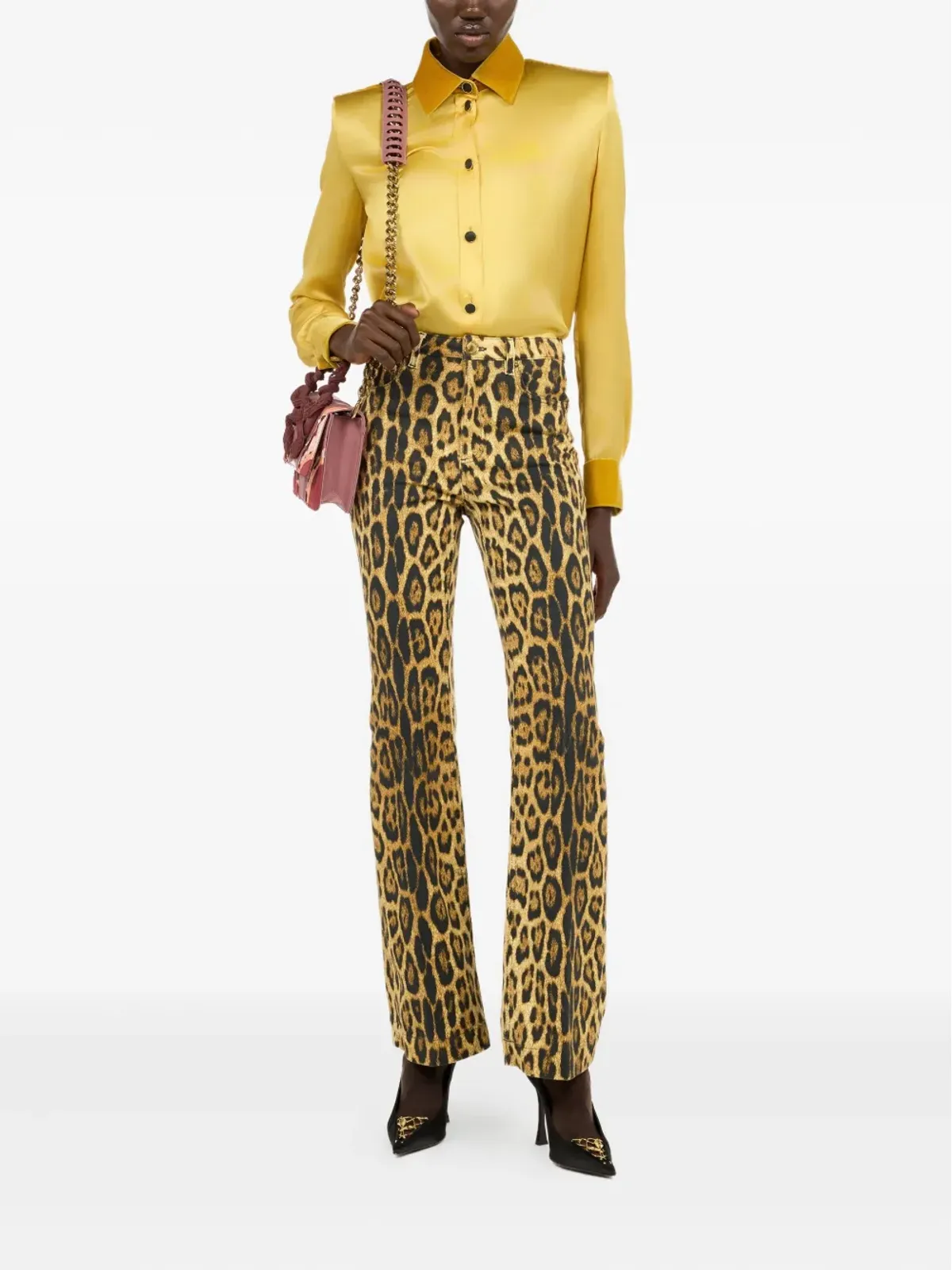 Roberto Cavalli ジャガー柄フレアデニムパンツ - 画像2