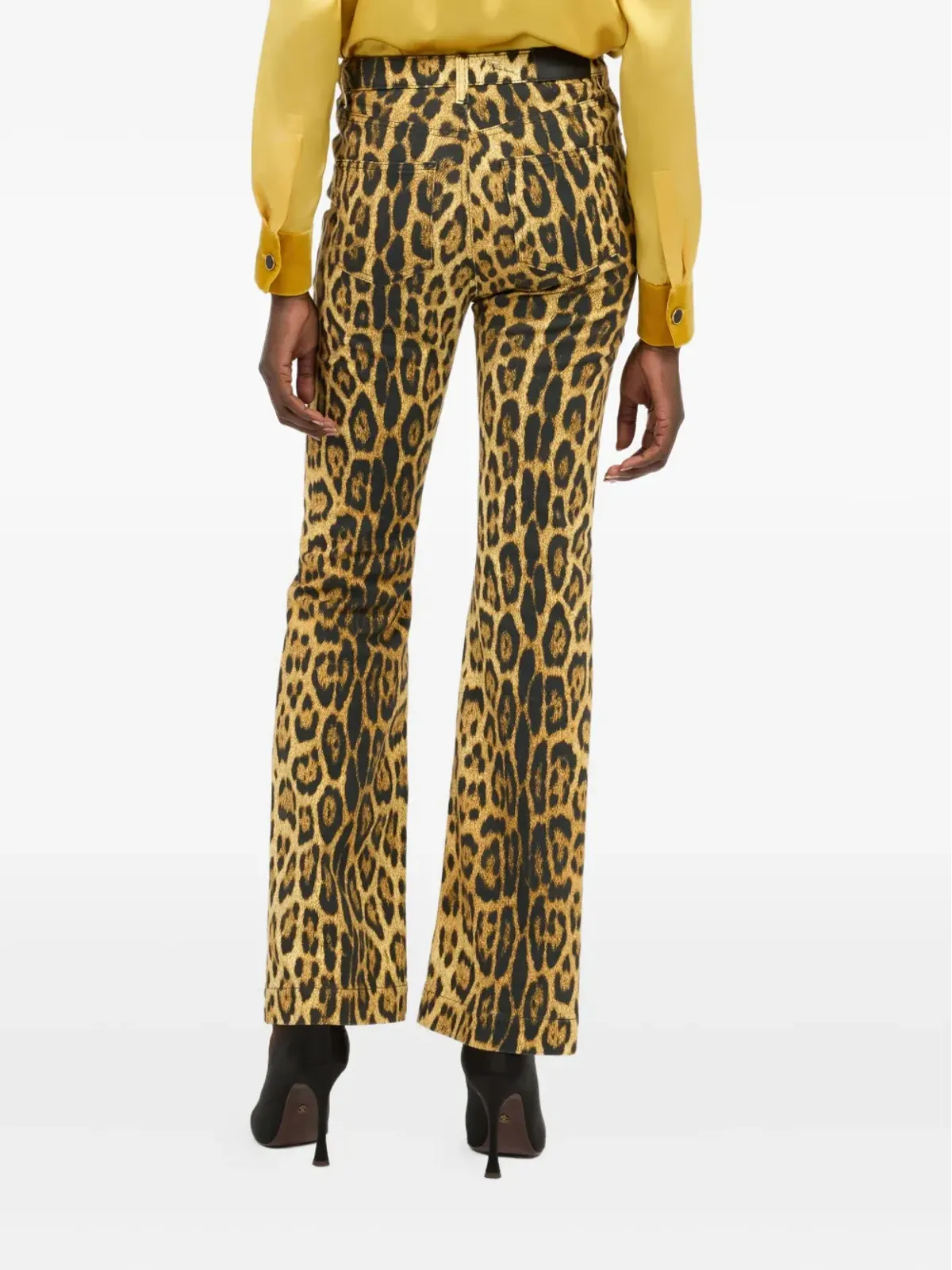 Roberto Cavalli ジャガー柄フレアデニムパンツ - 画像4