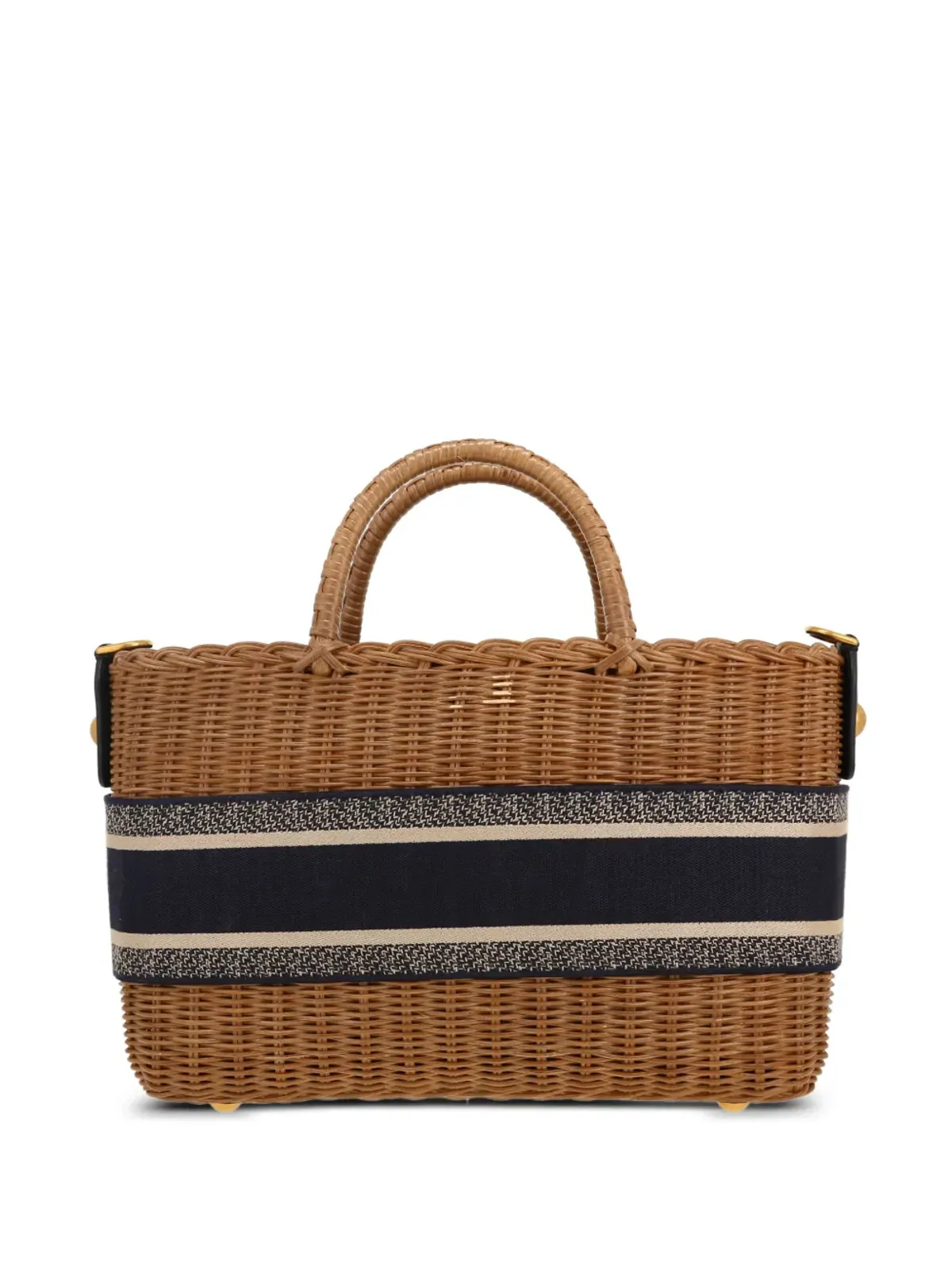 Christian Dior ビンテージ ウィッカーキャンバス トートバッグ - ブラウン - 画像2
