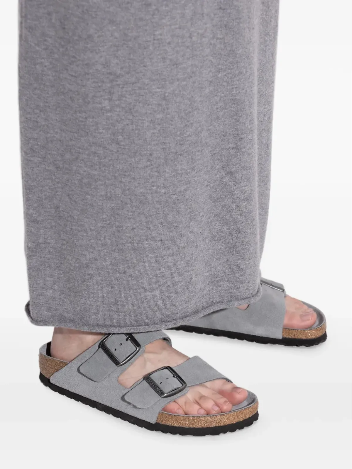Birkenstock ダブルバックル スエード フラットサンダル - グレー - 画像5