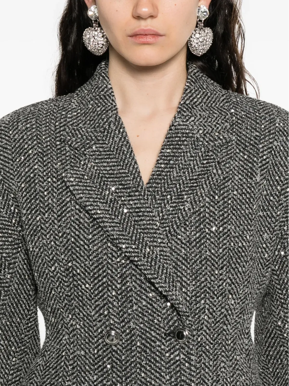 Alessandra Rich スパンコール付きヘリンボーンジャケット - 画像5