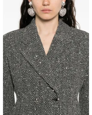 Alessandra Rich スパンコール付きヘリンボーンジャケット - サムネイル5