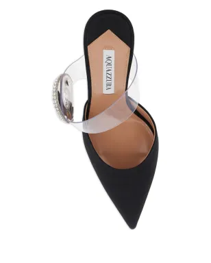 Aquazzura クリスタルフープ ポイントトゥミュール - ブラック - サムネイル4