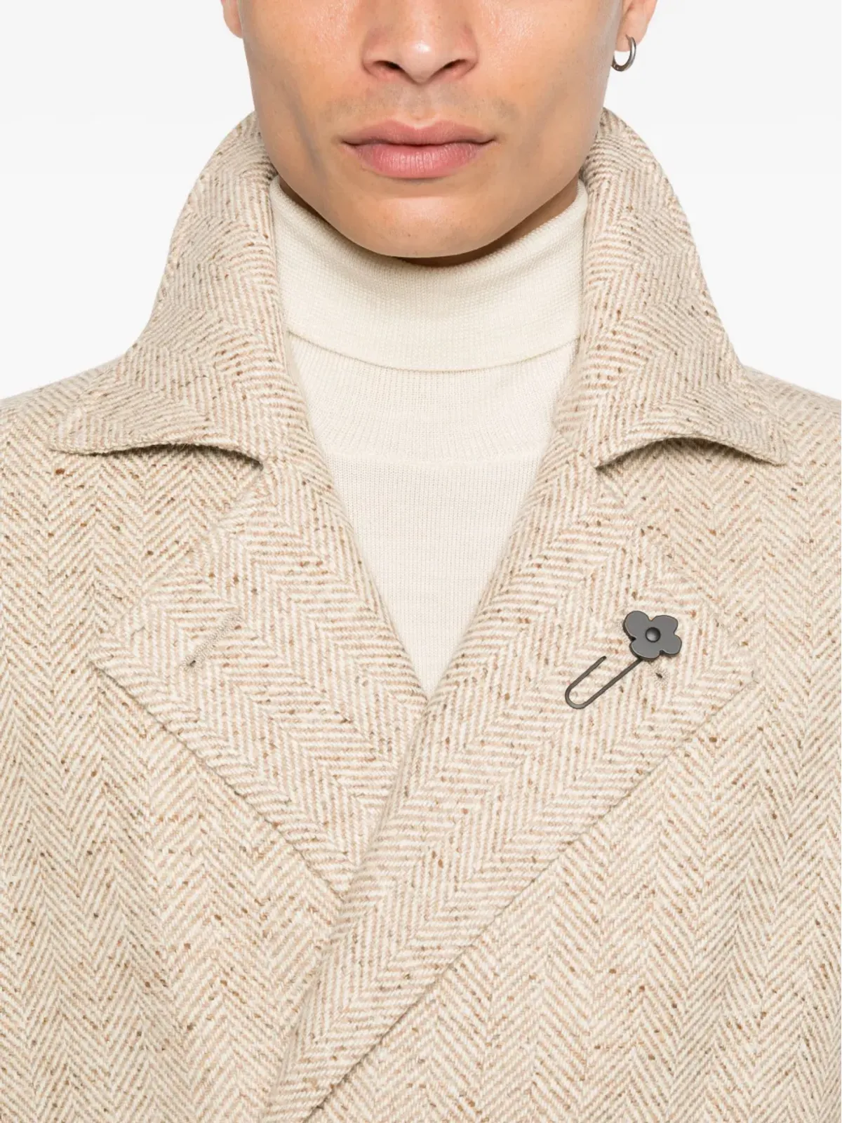 Lardini ヘリンボーンベルト付きコート - 画像5