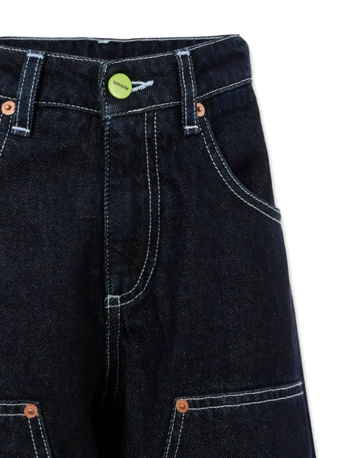 Barrow kids コントラストステッチ・ワイドレッグジーンズ - 画像3