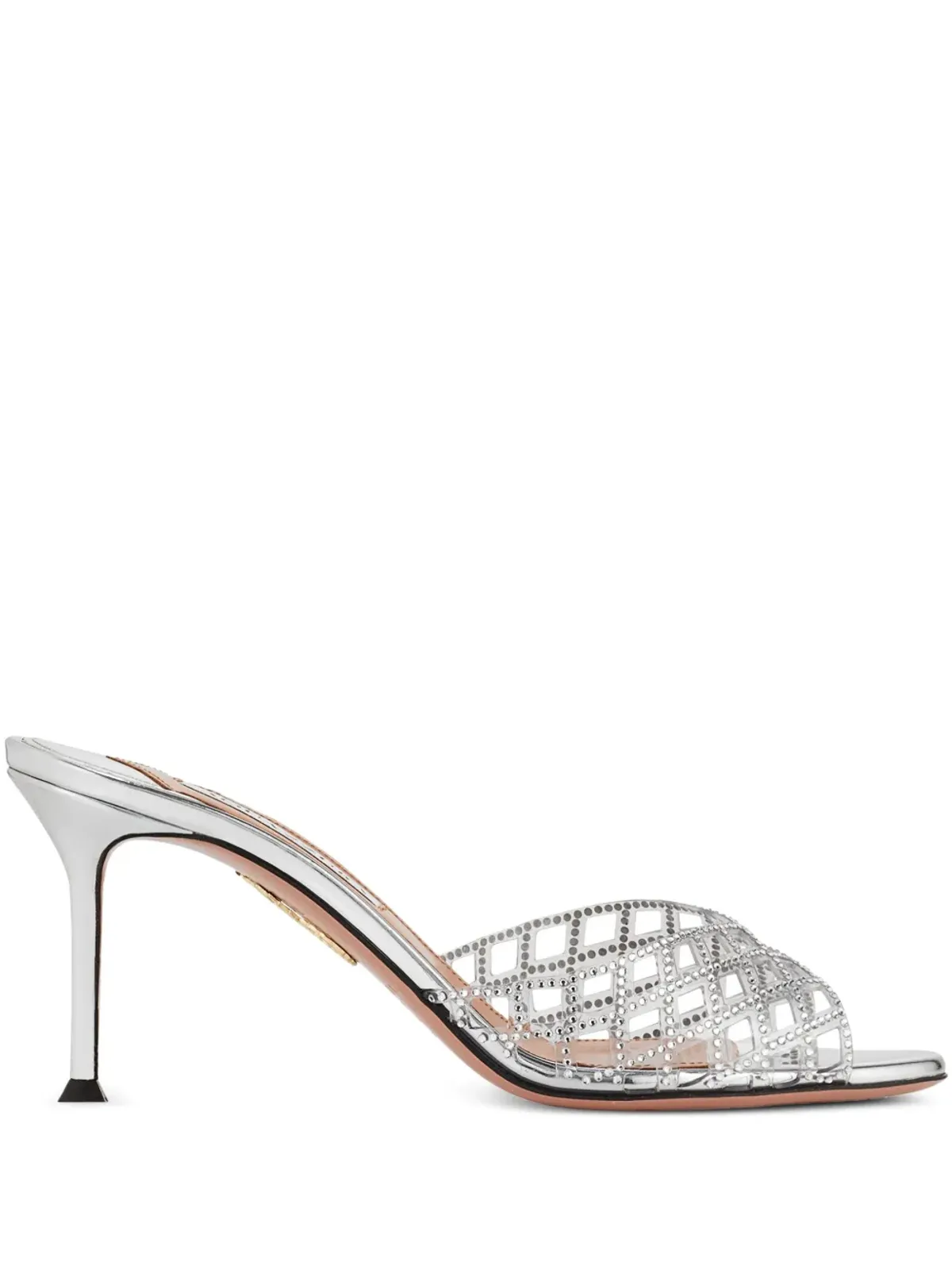 Aquazzura クリスタル付きラティス柄ミュール - 画像1