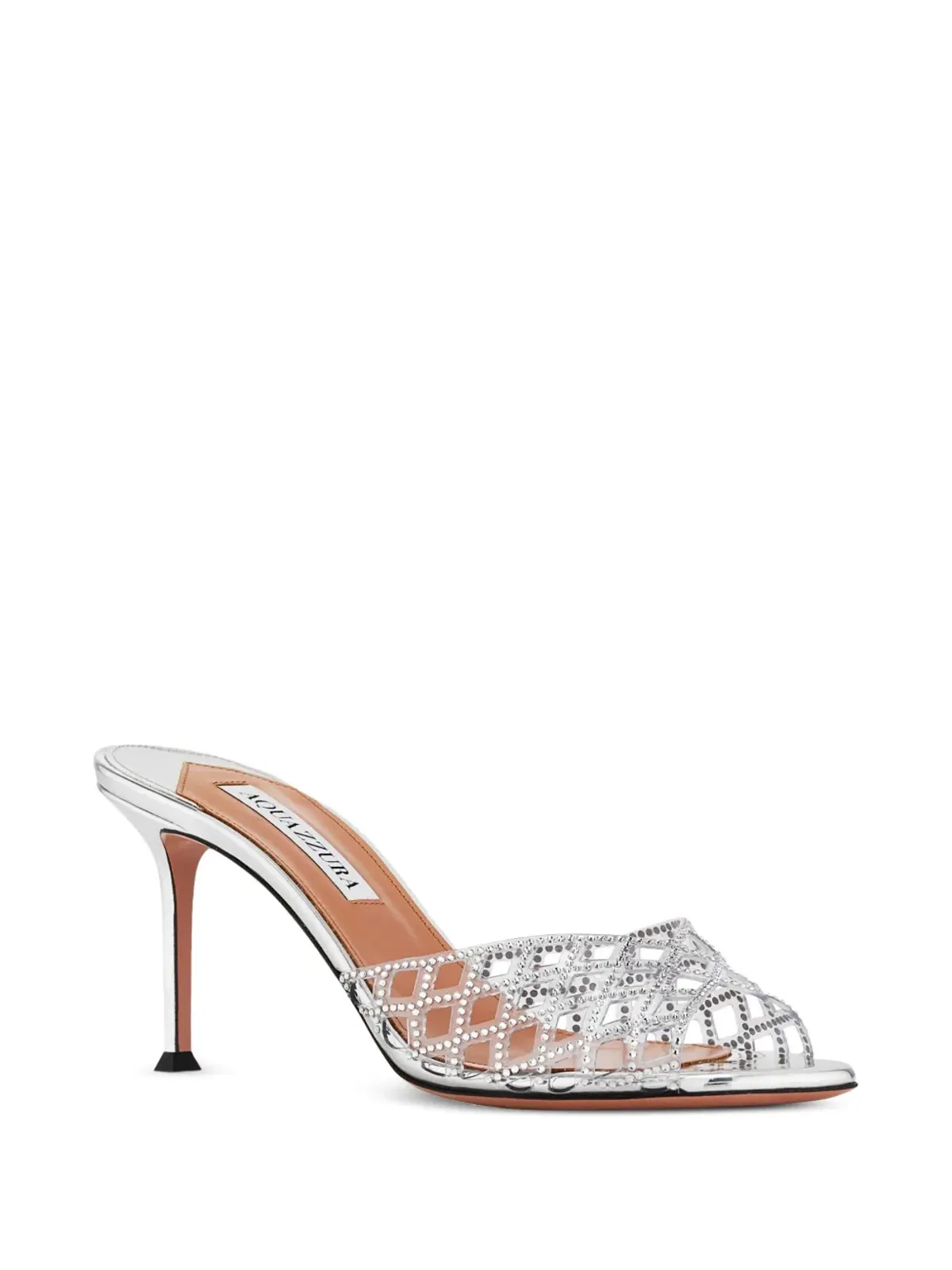 Aquazzura クリスタル付きラティス柄ミュール - 画像2