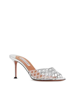 Aquazzura クリスタル付きラティス柄ミュール - サムネイル2