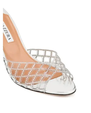 Aquazzura クリスタル付きラティス柄ミュール - サムネイル3