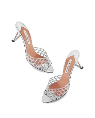 Aquazzura クリスタル付きラティス柄ミュール - サムネイル4