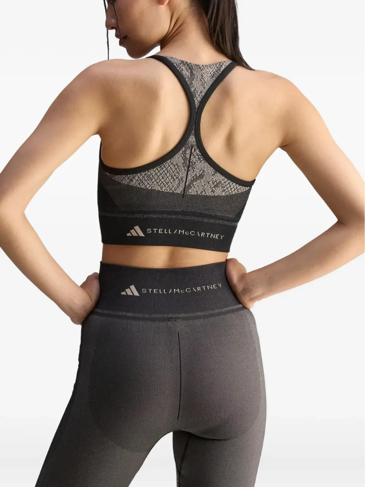 adidas by Stella McCartney スネークスキン柄スポーツブラ - ブラック - 画像3