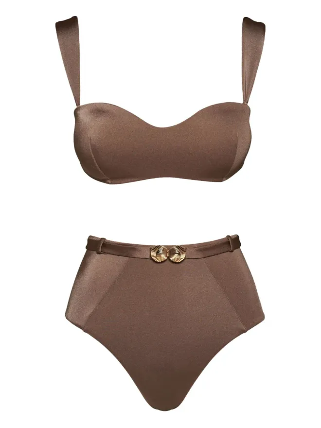 Noire Swimwear Noire Swimwear ハイウエストビキニ - ブラウンの商品画像