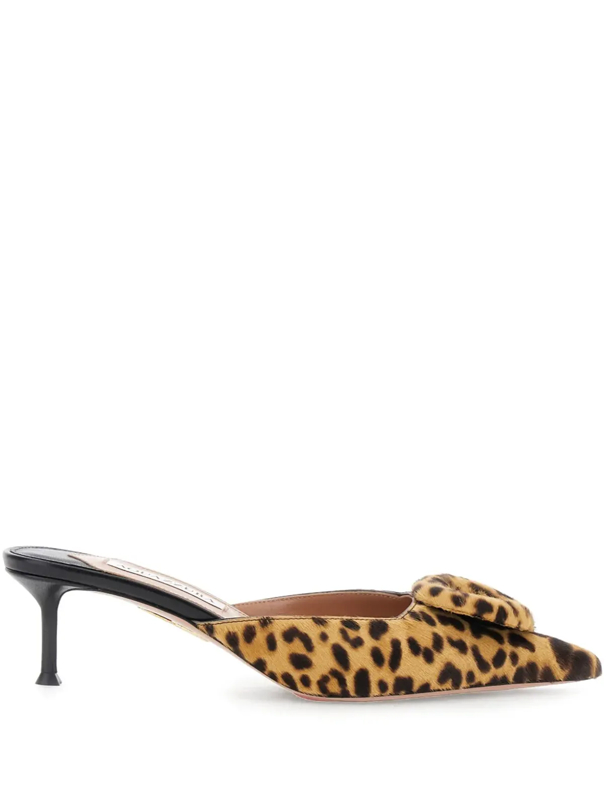 Aquazzura 50mm The Hoop レオパード柄リボン付きミュール - 画像1