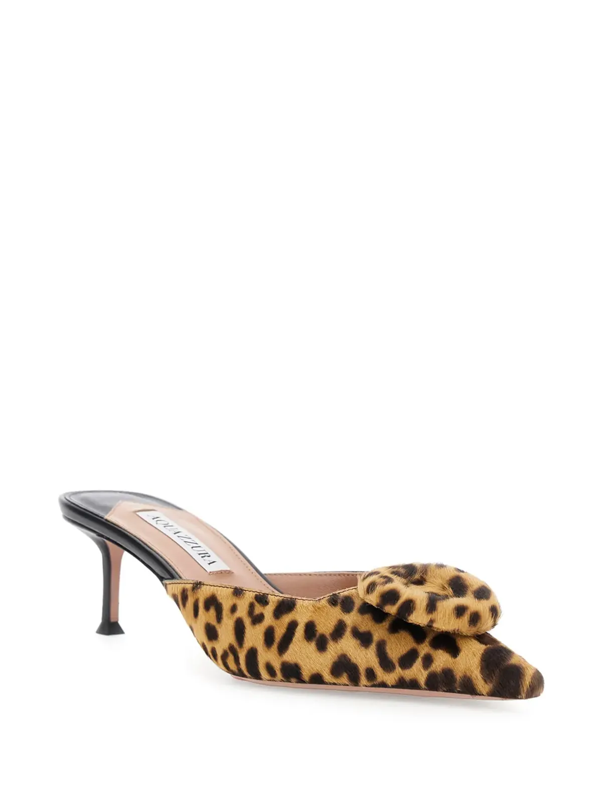 Aquazzura 50mm The Hoop レオパード柄リボン付きミュール - 画像2