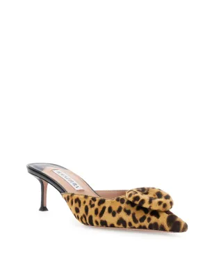 Aquazzura 50mm The Hoop レオパード柄リボン付きミュール - サムネイル2