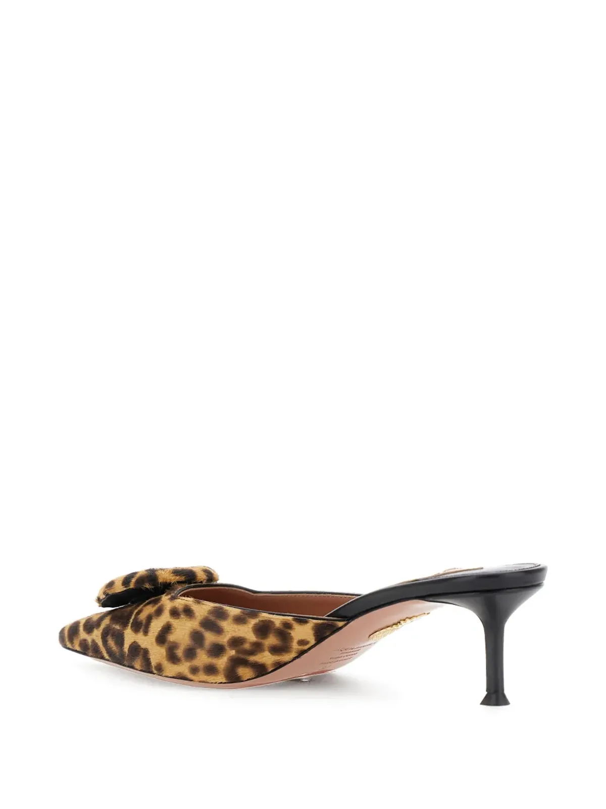 Aquazzura 50mm The Hoop レオパード柄リボン付きミュール - 画像3