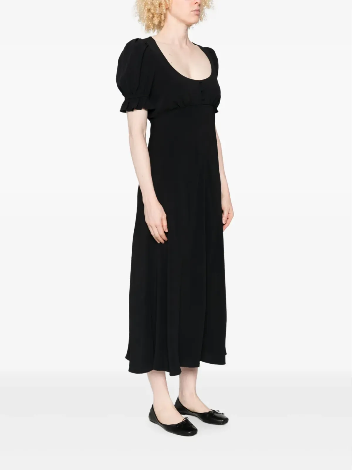 Chloé パフスリーブ ボタンフロント ミディドレス ブラック - 画像3