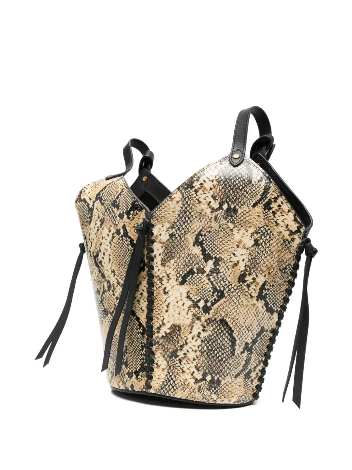 ISABEL MARANT 蛇皮柄プリントのドローストリング トートバッグ - ブラック - 画像3