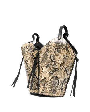 ISABEL MARANT 蛇皮柄プリントのドローストリング トートバッグ - ブラック - サムネイル3