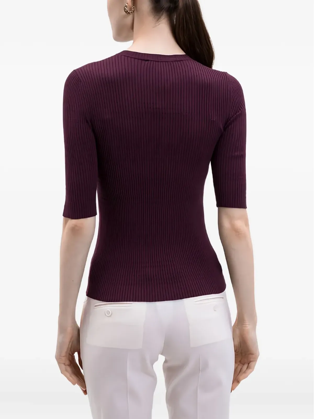 TWINSET リブ編み ロゴプレート付きニットトップス - 画像4