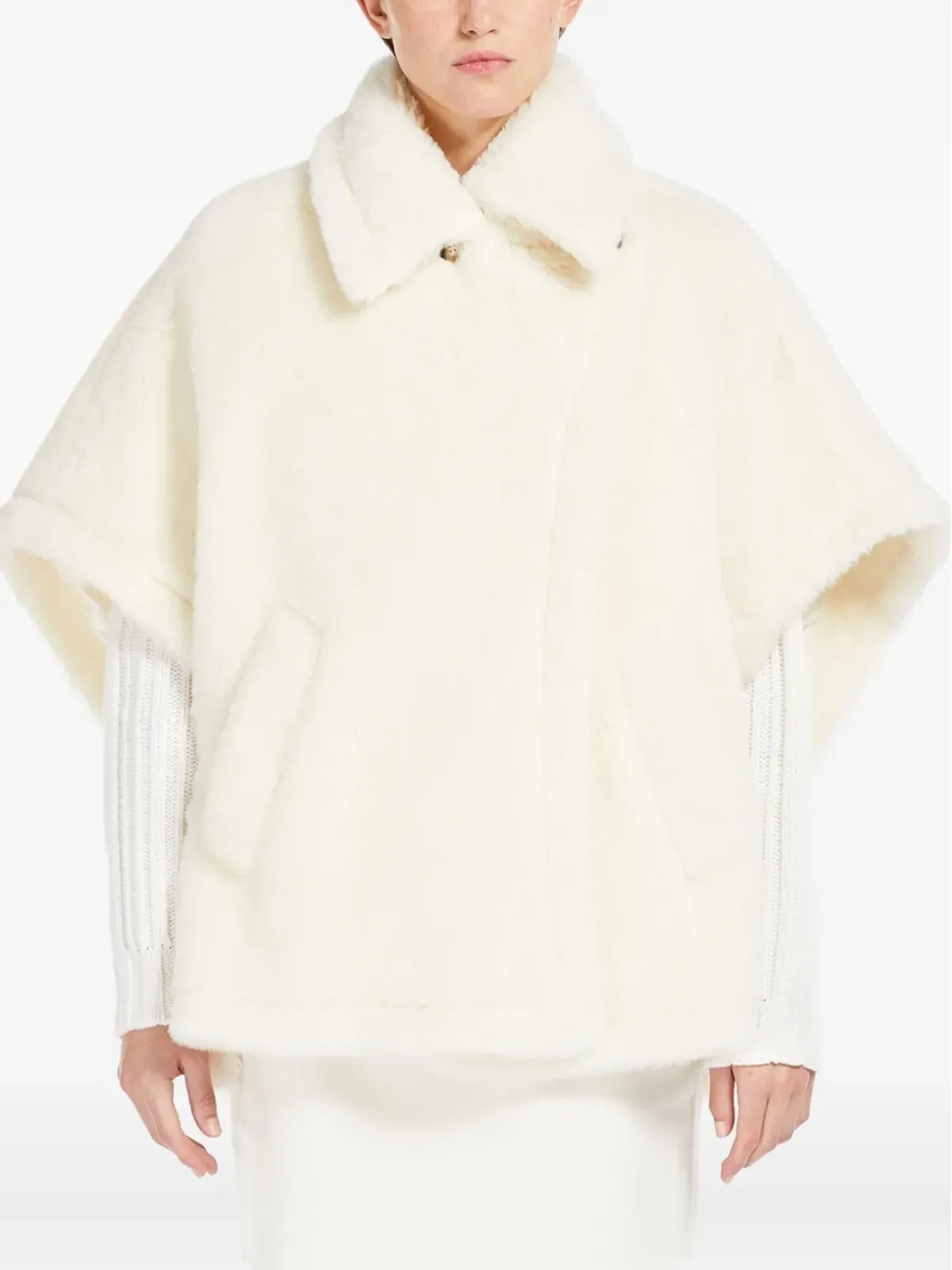 Max Mara 襟付きショートスリーブケープ - ホワイト - 画像2