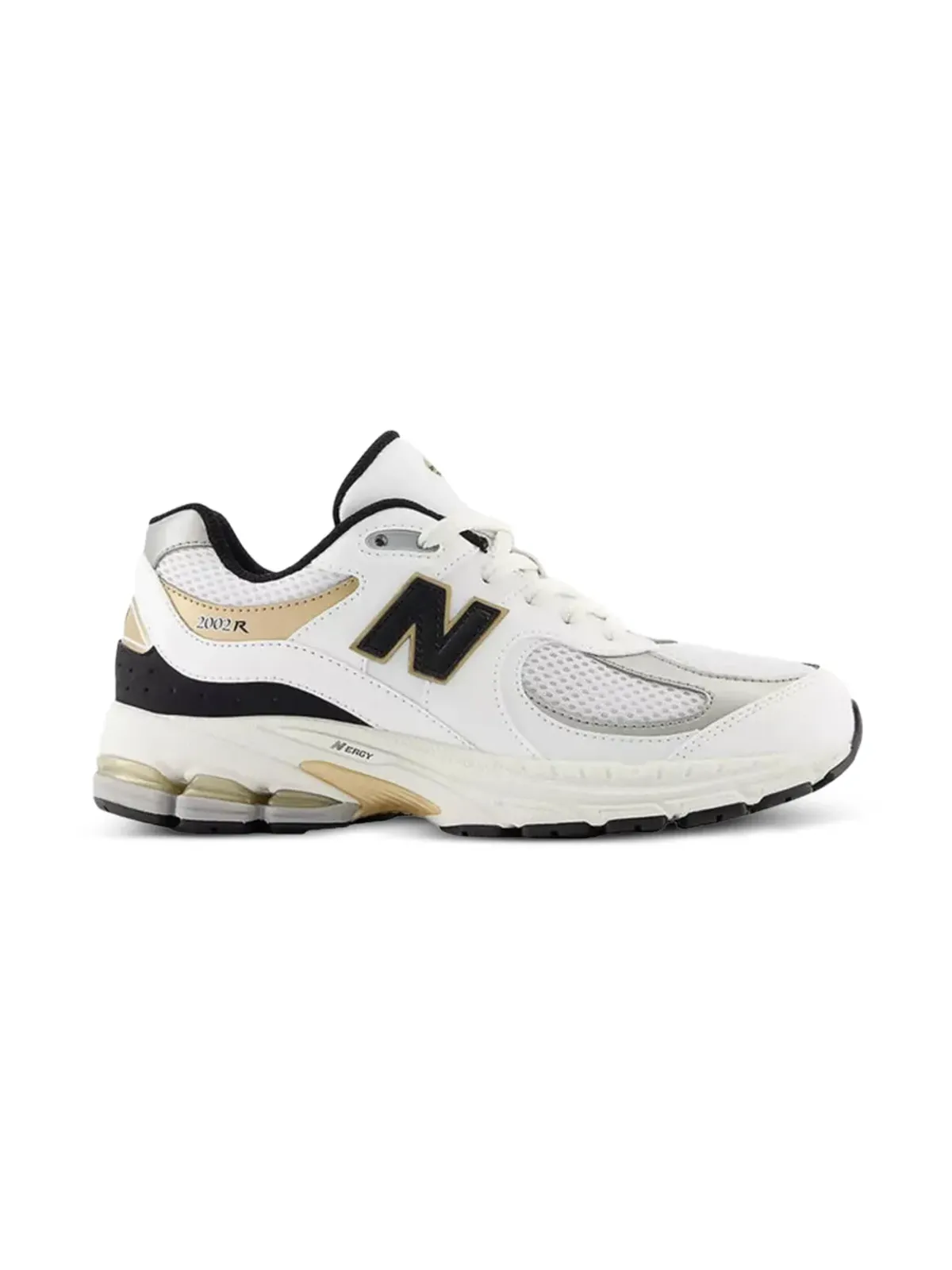 New Balance Kids 2002R ホワイト ブラック ゴールド スニーカー - 画像2