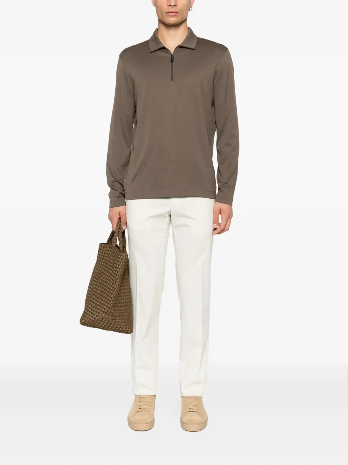 Canali ジップネック長袖セーター - 画像2