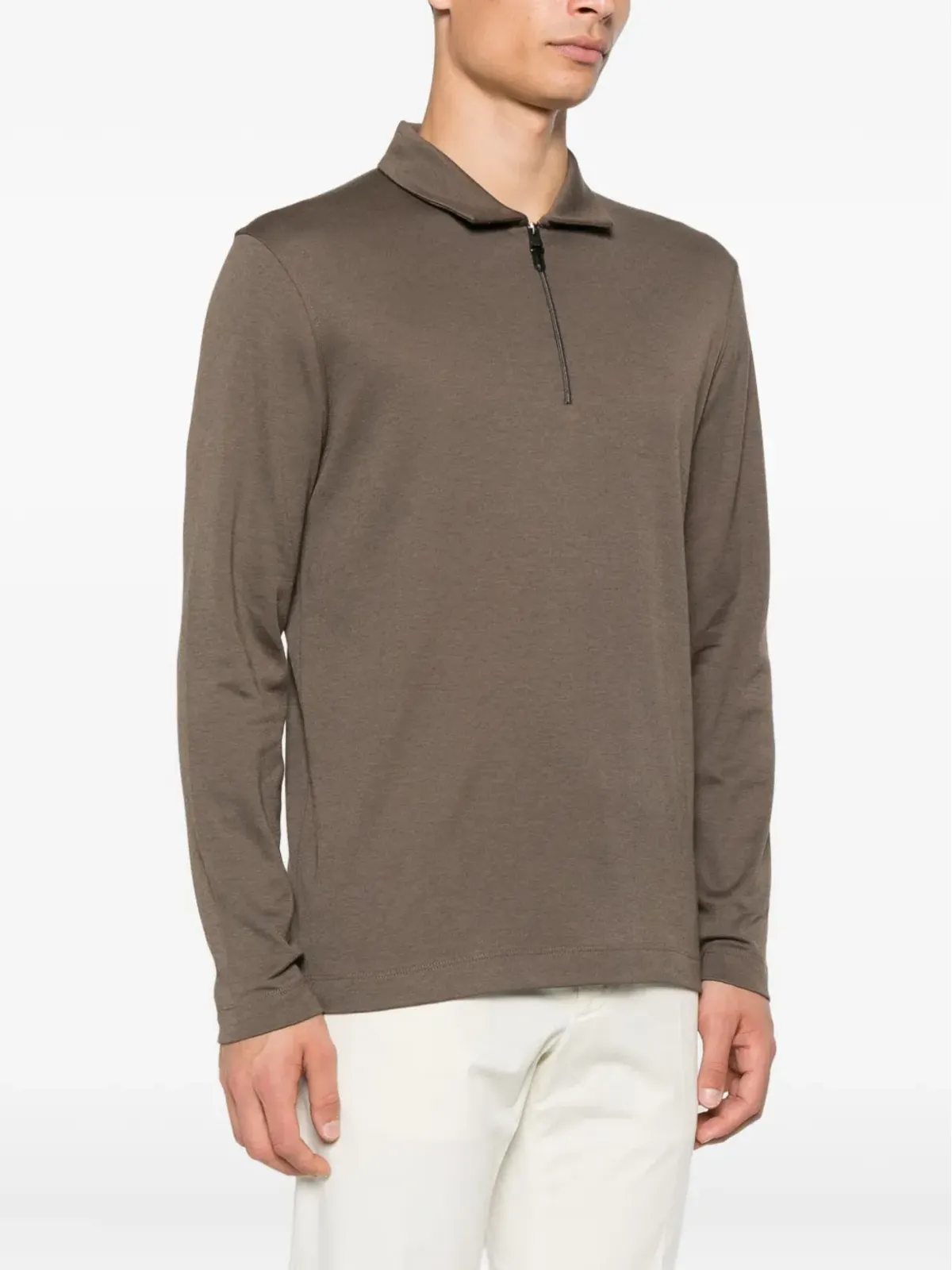 Canali ジップネック長袖セーター - 画像3