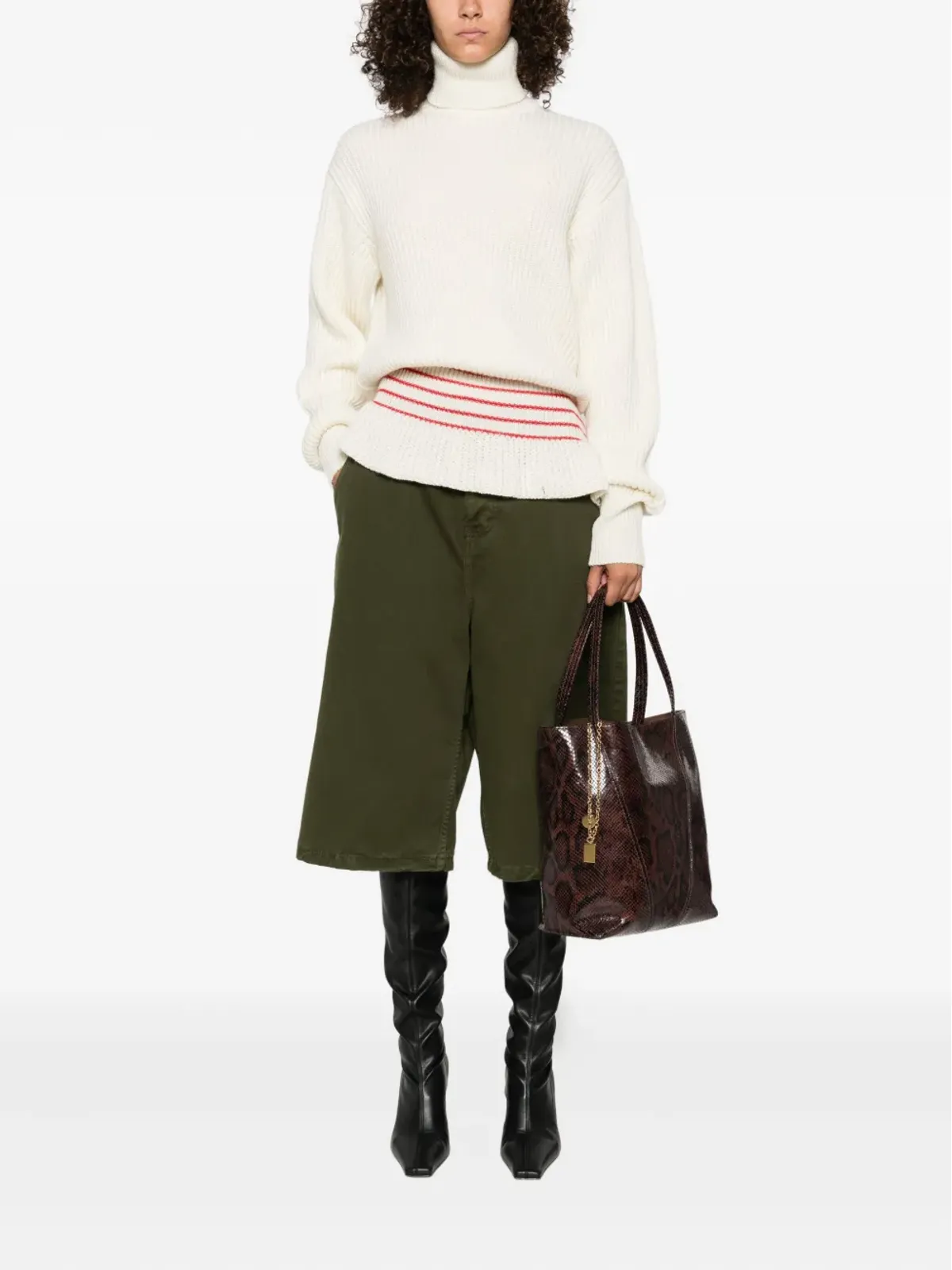 Chloé リブ編みタートルネック ストライプディテール セーター - 画像2